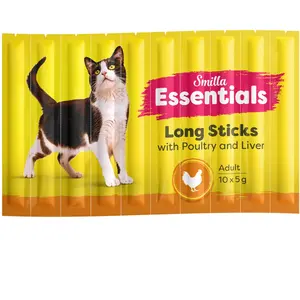 10x5g Essentials Volaille et foie Sticks Smilla friandises pour chat pas cher