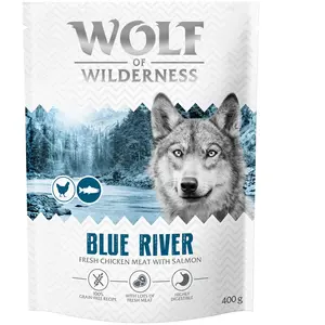 400g Wolf of Wilderness Adult "Blue River" saumon, sans céréales croquettes pour chien pas cher