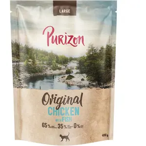 400g Purizon Large Adult poulet, poisson sans céréales - Croquettes pour chat pas cher
