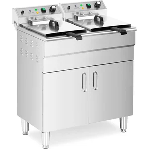 ROYAL CATERING Friteuse Électrique Professionnelle Zone Froide Robinet Armoire 400V 26L 10kW pas cher