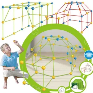 131Pcs Kids Fort Building Kits,DIY Puzzle,Maison Jouet,Construisez Votre cabane,Bricolage Construction Châteaux Tunnels Cadeau pas cher