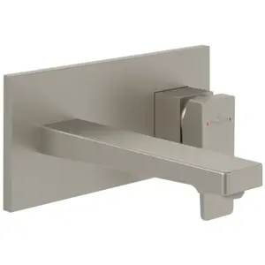 Mitigeur lavabo mural VILLEROY ET BOCH Architectura Square avec vidage Push Open Brushed Nickel Matt pas cher
