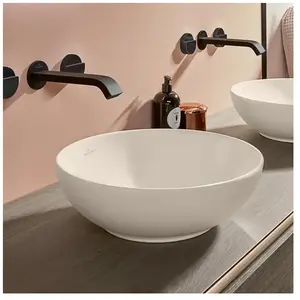 Vasque ronde à poser VILLEROY ET BOCH Loop and Friends non meulé Almond CeramicPlus 38 x 38