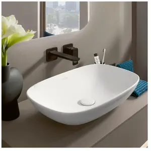 Vasque 56 x 38 rectangle à poser VILLEROY ET BOCH Loop & Friends non meulé blanche sans trop plein pas cher