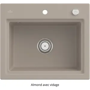 Évier - VILLEROY & BOCH - Subway Style 60 S - Céramique Almond - Vidage Automatique - 1 Bac pas cher