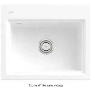 Villeroy & Boch Evier Subway Style 60 S, stone white ceramicplus, Avec vidage manuel, aluminium brossé 336601RW pas cher