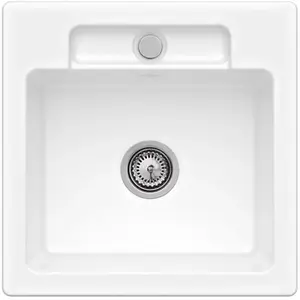 Evier - VILLEROY & BOCH - Siluet 50 S - Blanc - Céramique - 1 bac - Résistant chaleur et chocs pas cher