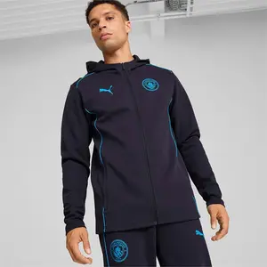 Puma, Hommes, Veste de running, MCFC Casuals Hooded Jkt (L), Bleu, LVendu parbol