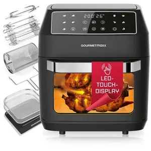 GOURMETmaxx Friteuse à air chaud, XXL, grande capacité (12 l) et 10 programmes pour une préparation rapide et sans effort, écran tactile et fonction minuterie, avec un vaste ensemble d'accessoires
