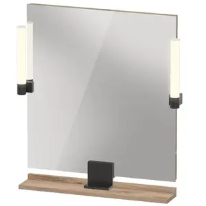 Duravit, Miroir, Sivida miroir, noir diamant mat, 650x36x650mm, éclairage à poser, interrupteur à détecte (65 x 65 cm)