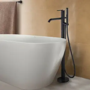 Duravit, Robinetterie de salle de bains, Robinet de bain sur pied pour deux utilisateurs, douchette intégrée, système de mélange céramique
