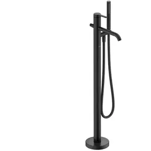 Duravit, Robinetterie de salle de bains, C.1 Mitigeur monocommandé pour bain au sol, saillie 201mm, support de douche et flexibles de douche