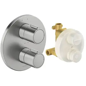 Duravit, Robinetterie de salle de bains, Robinetterie thermostatique Set thermostatique encastré, rosace ronde, 2 consommateurs, 24 l/min pas cher