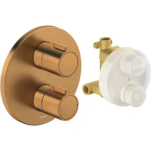 Duravit, Robinetterie de salle de bains, Robinetterie thermostatique Set thermostatique encastré, rosace ronde, 2 consommateurs, 24 l/min pas cher