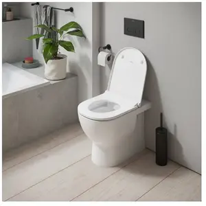 Duravit, Cuvette toilettes + bidet, D-Code WC sur pied Back to Wall, c...