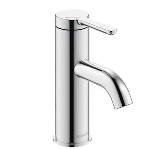 Duravit, Robinetterie de salle de bains, C.1 Mitigeur monocommandé pour lavabo S, FreshStart, Minusflow, saillie 91mm, sans garniture