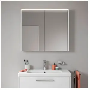 Duravit, Armoire de toilette, Armoire de toilette D-Code, prise type J (CH, LI), 2 portes, champ lumineux LED en haut, 800 (80 x 21.50 x 70 cm) pas cher