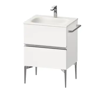 Duravit, Meuble sous-lavabo, Sivida bâti-support pour lavabo, 2 tiroirs, poignée profilée chromée, 610x477x592mm, pou (61 x 47.70 x 59.20 cm)