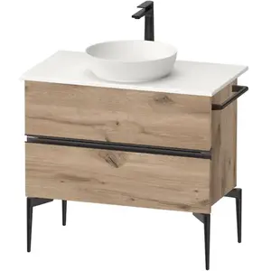 Duravit, Meuble sous-lavabo, Sivida Meuble sous-lavabo sur console, 2 tiroirs, poignée noire diamantée mate, 845x475x54 (84.50 x 47.50 x 54.80 cm) pas cher