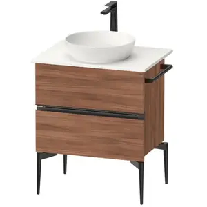 Duravit, Meuble sous-lavabo, Sivida Meuble sous-lavabo sur console, 2 tiroirs, poignée noire diamantée mate, 645x475x54 (64.50 x 47.50 x 54.80 cm)