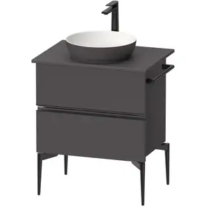Duravit, Meuble sous-lavabo, Sivida Meuble sous-lavabo sur console, 2 tiroirs, poignée noire diamantée mate, 645x475x54 (62 x 55 x 70 cm)