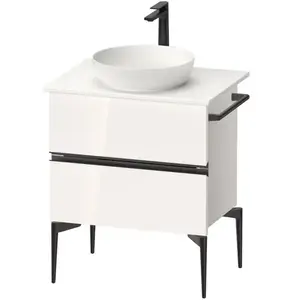 Duravit, Meuble sous-lavabo, Sivida Meuble sous-lavabo sur console, 2 tiroirs, poignée noire diamantée mate, 645x475x54 (64.50 x 47.50 x 54.80 cm)