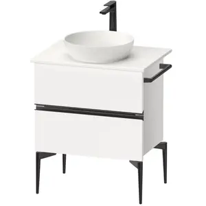 Duravit, Meuble sous-lavabo, Sivida Meuble sous-lavabo sur console, 2 tiroirs, poignée noire diamantée mate, 645x475x54 (64.50 x 47.50 x 54.80 cm)