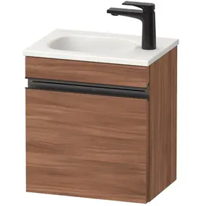 Duravit, Meuble sous-lavabo, Sivida bâti-support pour lavabo, charnières à gauche, poignée profilée noir diamant mat (40 x 29.50 x 44 cm)