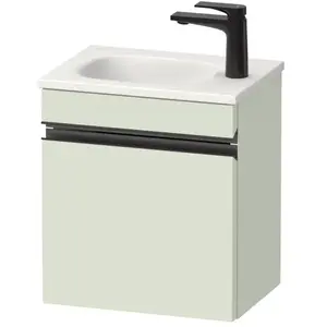Duravit, Meuble sous-lavabo, Sivida bâti-support pour lavabo, charnières à gauche, poignée profilée noir diamant mat (40 x 29.50 x 44 cm)