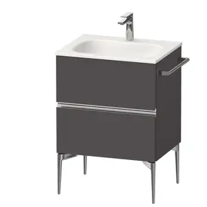Duravit, Meuble sous-lavabo, Sivida bâti-support pour lavabo, 2 tiroirs, poignée profilée chromée, 610x477x592mm, pou (61 x 47.70 x 59.20 cm)