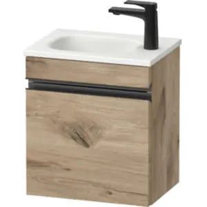 Duravit, Meuble sous-lavabo, Sivida bâti-support pour lavabo, charnières à gauche, poignée profilée noir diamant mat (40 x 29.50 x 44 cm)