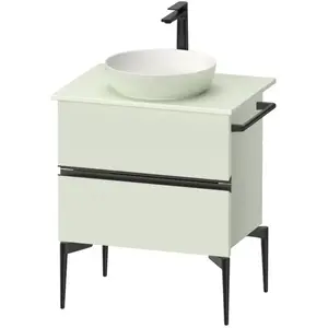 Duravit, Meuble sous-lavabo, Sivida Meuble sous-lavabo sur console, 2 tiroirs, poignée noire diamantée mate, 645x475x54 (64.50 x 47.50 x 54.80 cm)