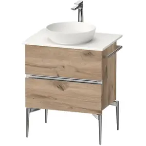 Duravit, Meuble sous-lavabo, Sivida Meuble sous-lavabo sur console, 2 tiroirs, poignée profilée chromée, 645x475x548mm