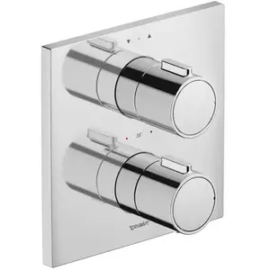 Duravit, Robinetterie de salle de bains, Robinetterie thermostatique, set thermostatique encastré, carré, chrome brillant, TH420000 pas cher