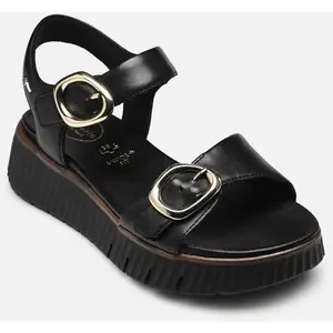 Sandales Compensé Cuir Tamaris Comfort - Noir pas cher