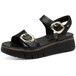 Sandales Compensé Cuir Tamaris Comfort - Noir pas cher