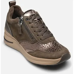 Basket Cuir Tamaris - Taupe pas cher