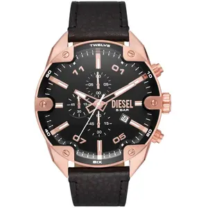 Diesel Diesel Dz4607 Spiked Montre 49mm Noir/Or Rose pas cher