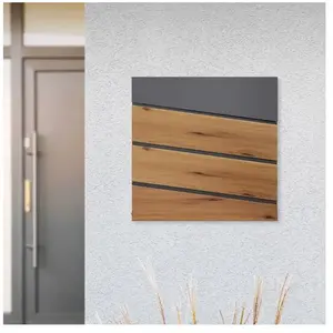 ML-DESIGN Brievenbus met krantenvak 37x36,5x11 cm antraciet/houtlook staal ML design pas cher
