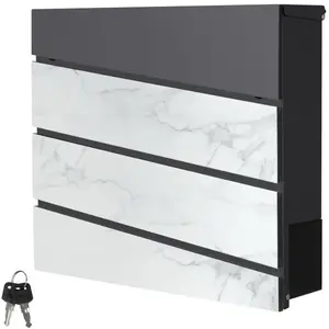 ML-DESIGN Brievenbus met krantenvak 37x36,5x11 cm antraciet/wit marmer-look staal ML design, modern diagonaal ontwerp pas cher