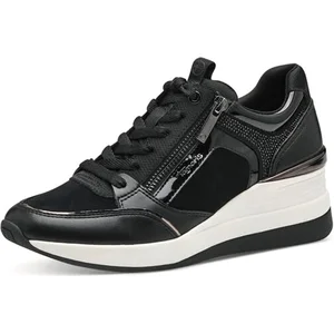 Basket Compensé Cuir Tamaris - Noir pas cher