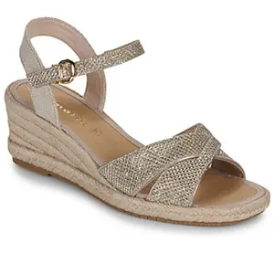 Nu-pieds talon semi-compensée - TAMARIS - Platine - Gris - Femme - 5 cm - Bride - Basse - Compensé pas cher