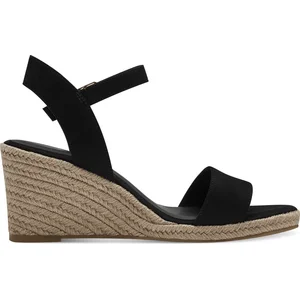 Tamaris dames espadrilles met sleehak zwart - Maat 41 pas cher
