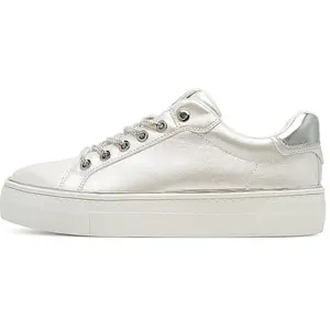 Basket Basse à Lacets Tamaris - Blanc Perle pas cher