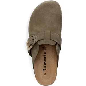 Mules - Tamaris - Olive - Cuir - Femme - Confort exceptionnel pas cher