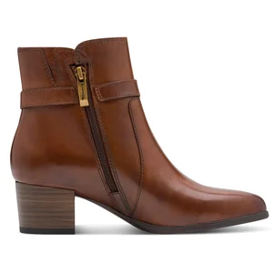 Bottine A Talon Cuir Tamaris - Cognac pas cher