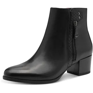 Bottines - TAMARIS - Chic Femme - Talon Large - Cuir - Noir pas cher