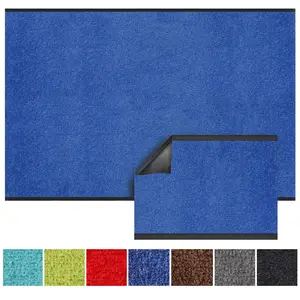 KARAT Tapis de Porte Paillasson d'entrée Monochrom Bleu 120 x 100 cm pas cher