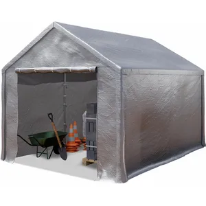 TOOLPORT Opslagtent 3x4 m garagetent tijdelijke opslagruimte - grijs PE 350N zeil waterdicht pas cher