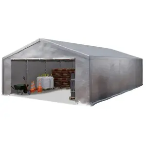 INTENT24 Opslagtent 5x10 m beschutting met PE zeil 350 N waterdicht grijs pas cher